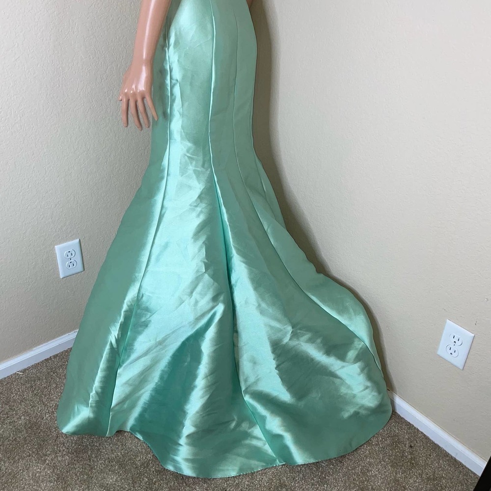 Vintage Rachel Allan dress maxi mermaid style beaded sea foam green SZ 2 formal - Picture 7 of 16
